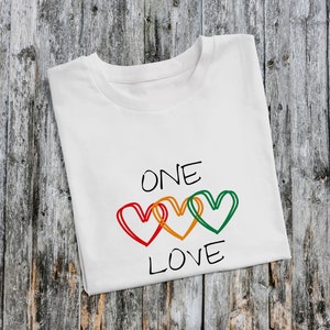 One Love Rasta Reggae Music Bob Marley T-shirt, African Jamaican Tshirt, Red Gold Green Reggae Lovers Shirt Top.