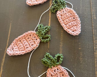 Skinny Blush or Burnt Orange Carrot Garland• Easter Bunting•Easter Swag •Farmhouse Garland• Crochet Carrot Garden Swag