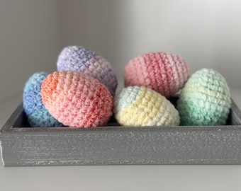 Set of Crocheted Easter Eggs•Colorful Eggs•Spring Egg Basket Decor•Bowl Filler•
