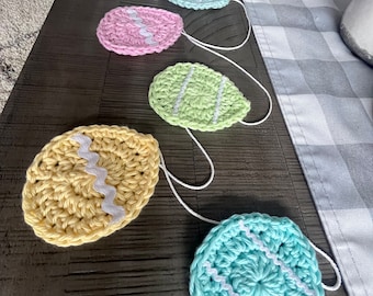 Easter Egg Garland• Easter Egg Bunting•Easter Swag •Farmhouse Garland• Crochet Spring Swag