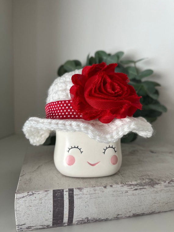 Red Flower Mug Hat•Spring Mug Hat•Mothers Day Mug Hat•Fourth of July Marshmallow Hat•Tiered Tray Decor•Summer Floral Mug Hat