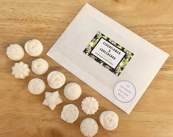 NEW! Elderflower And Gooseberry Scented Wax Melts, pack of 12 flower shaped soy wax melts, letterbox gift