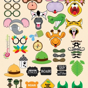 52 Hilarious Safari Baby Shower Themed Photo Booth Props INSTANT DOWNLOAD Printable DIY image 1
