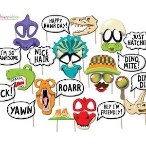 30 Dinosaur Photo Booth Props - Funny Dinosaur Props - INSTANT DOWNLOAD - DIY Printable (Pdf)