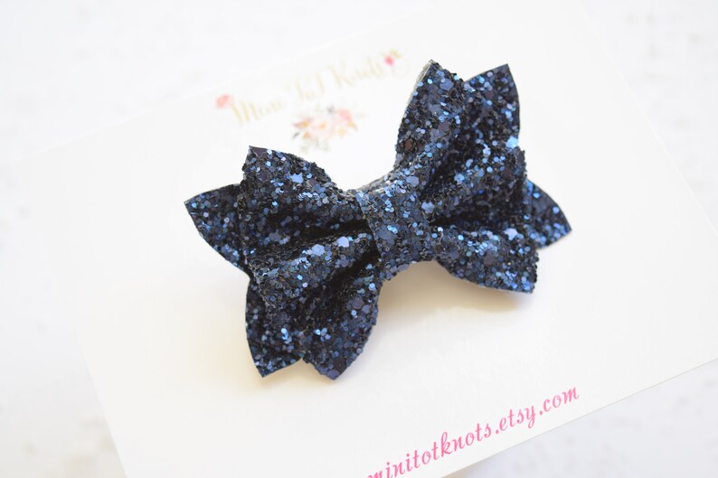 Navy Blue Glittery BowSparkly Blue Bow