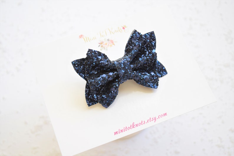 Navy Blue Glittery BowSparkly Blue Bow