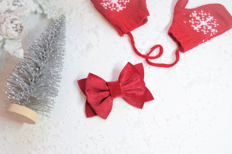 Red Velvet BowHoliday Hair BowChristmas Bow