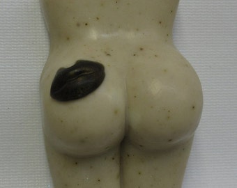 Bump'n Grind, booty-shaped caffeinated soap-scrub with fresh coffee grounds, caffeine extract, shea, mango & cocoa butters
