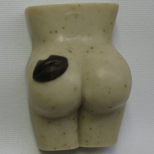 Bump'n Grind, booty-shaped caffeinated soap-scrub with fresh coffee grounds, caffeine extract, shea, mango & cocoa butters