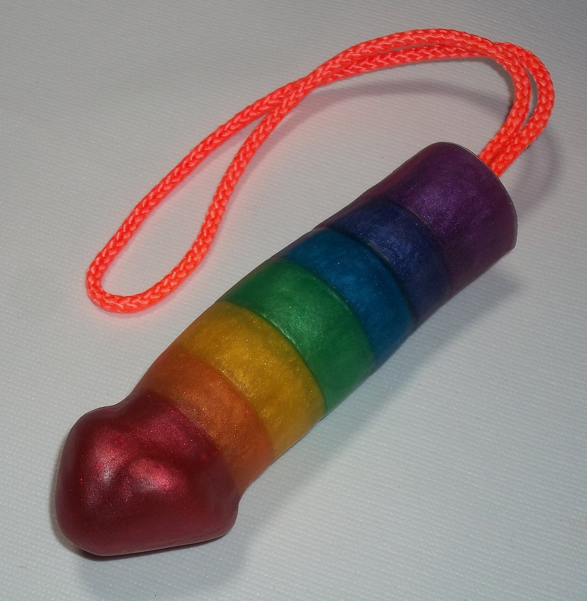 Rainbow, Dickshaped Soap on a Rope Scented W/cedar, Sage, Coriander