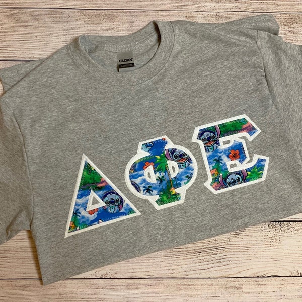 Stitch Print Greek Lettered Stitched Shirt Fraternity Sorority Made to order
