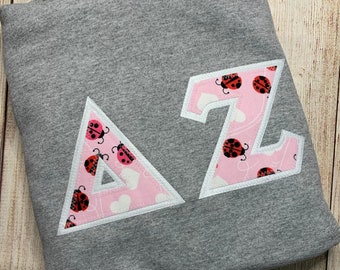 SALE Ladybugs Ladybug Greek Lettered Stitched Shirt Fraternity Sorority Made to order