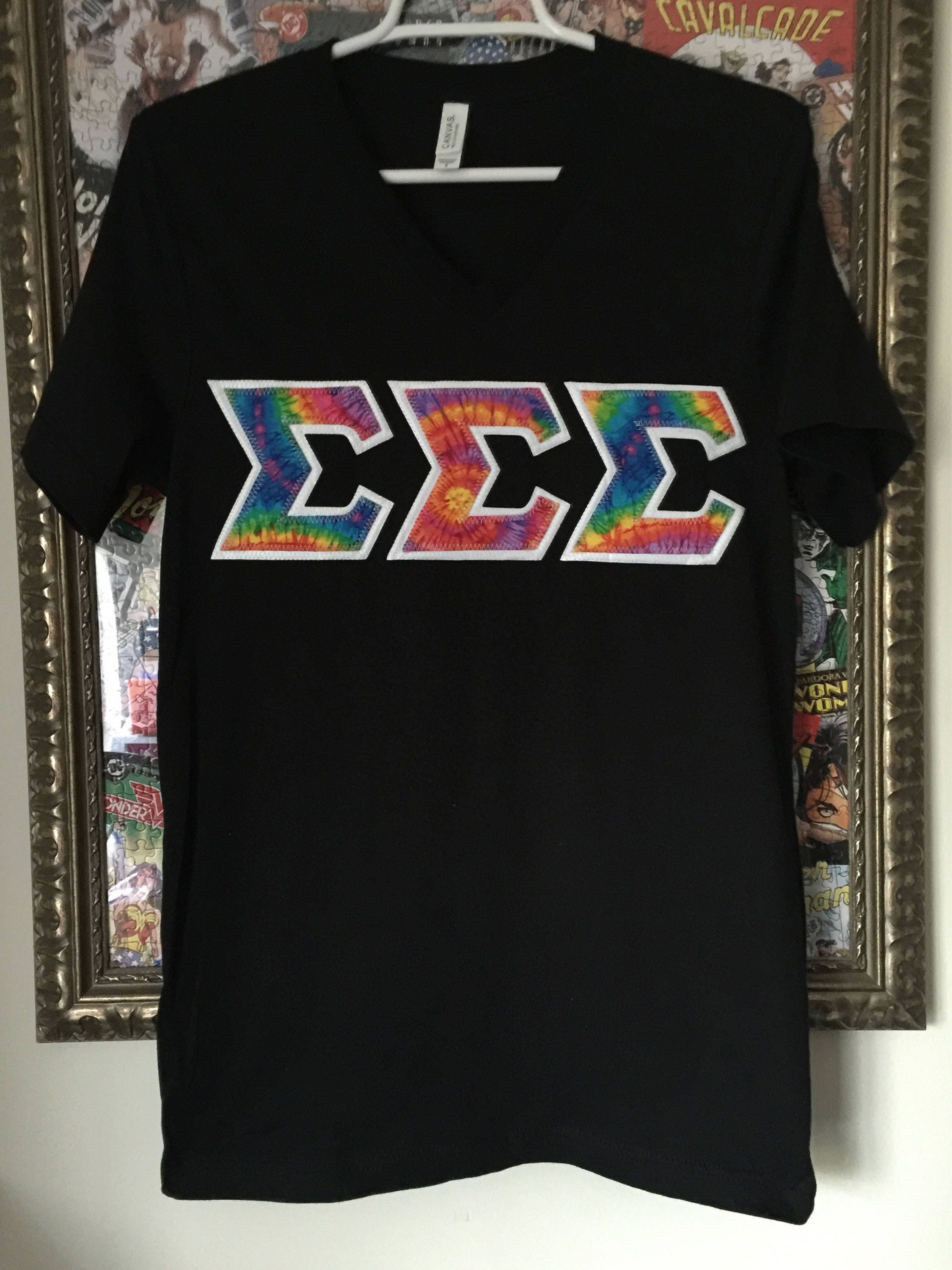 Tie Dye Tie-Dye Greek Lettered Stitched Shirt Fraternity | Etsy