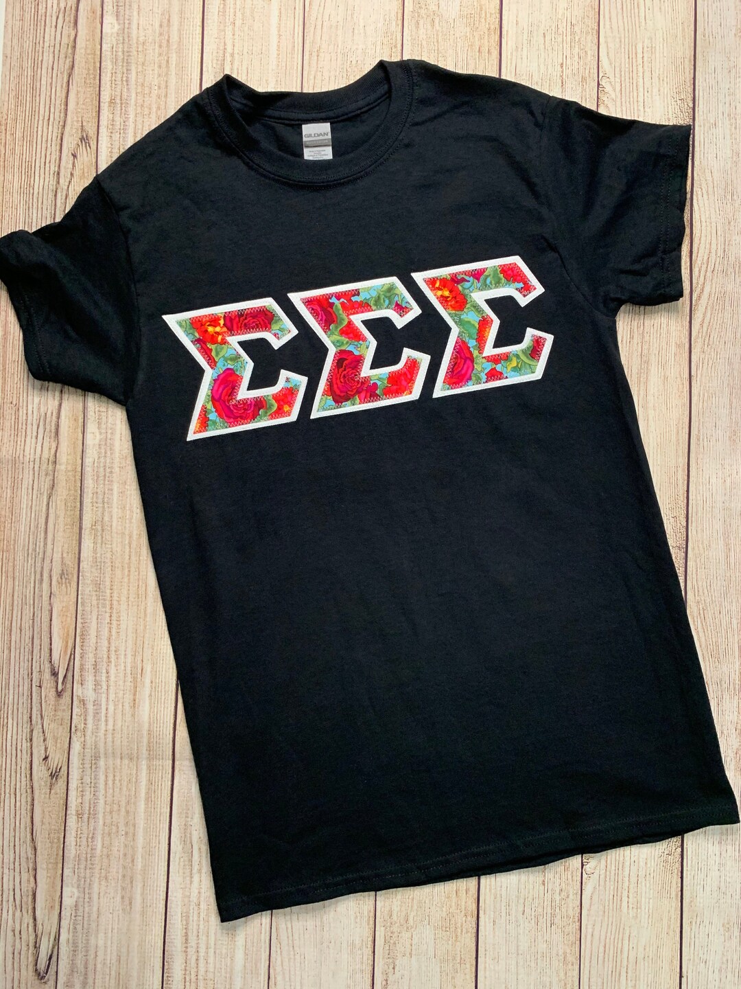 Floral Greek Letter Shirt: Roses & Carnations Stitched Sorority Tee - Etsy