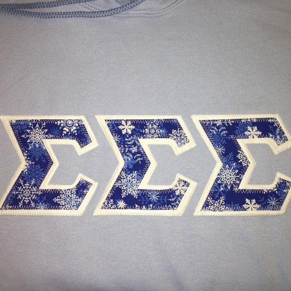 Blue White Snowflakes Holiday Christmas Greek Lettered Stitched Shirt Fraternity Sorority Made to order