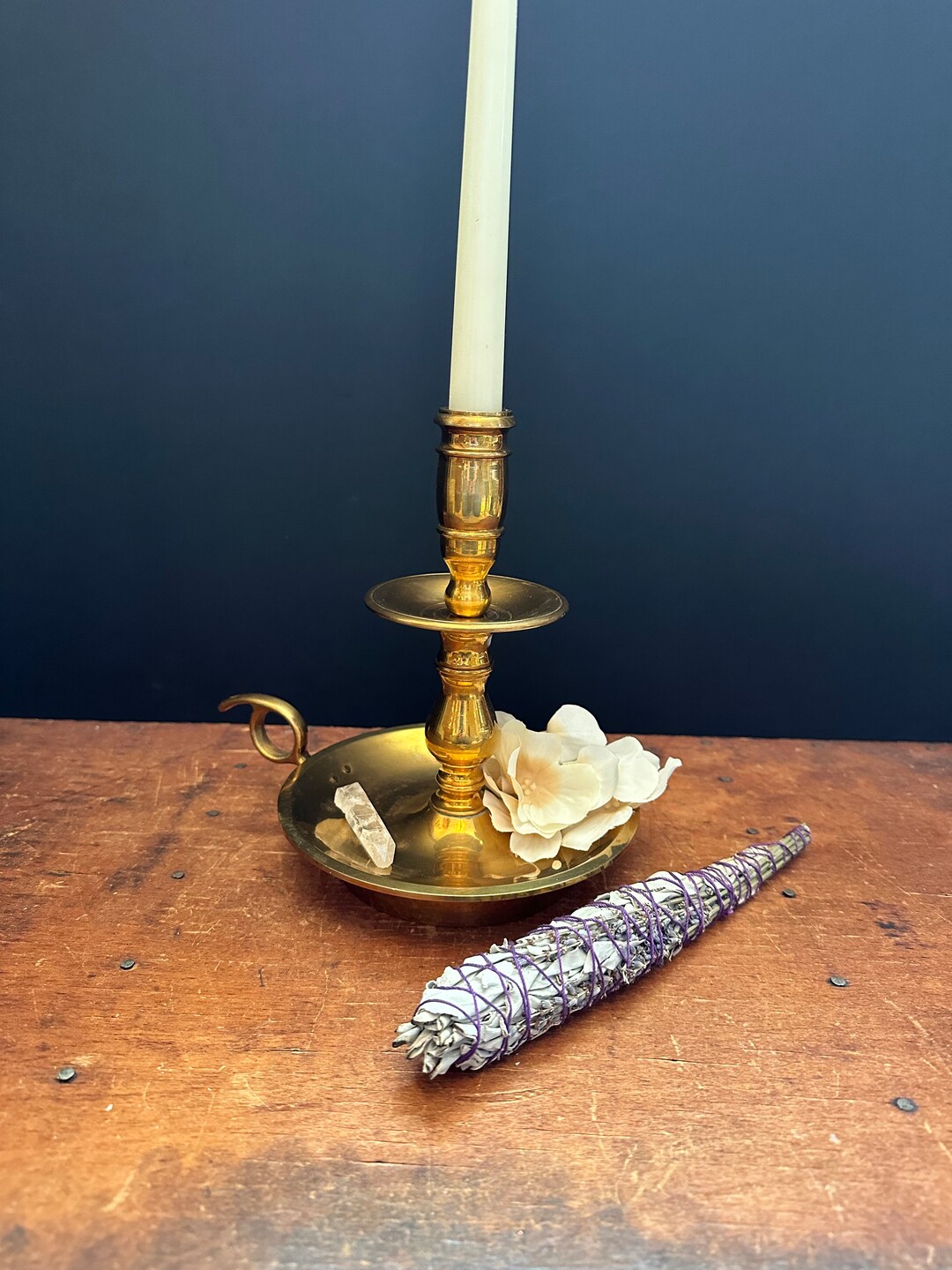 Vintage Brass Large Candle Holder Double Wax Catchers Finger Etsy