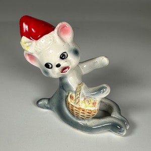 Vintage Japan Weihnachtskatze Kerzenhalter Napco