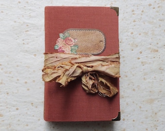 Floral junk journal. Vintage style flower scrapbook album, memories notebook