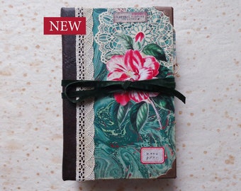 Vintage style floral junk journal, scrapbook album, memories notebook
