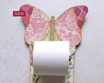 Butterfly and flowers hanging notepad. Home, kitchen, office wall decor. Ready to hang.