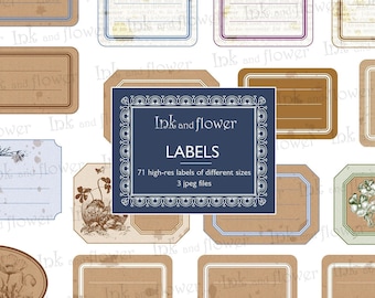 Labels. Instant download, digital file of 71 labels of different sizes.