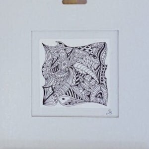 Original black and white zentangle. Small marker drawing.