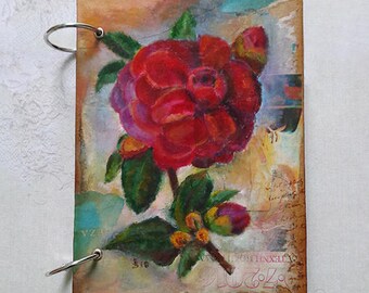Camellia Painting Notebook, Mixed Media Art Sketchbook