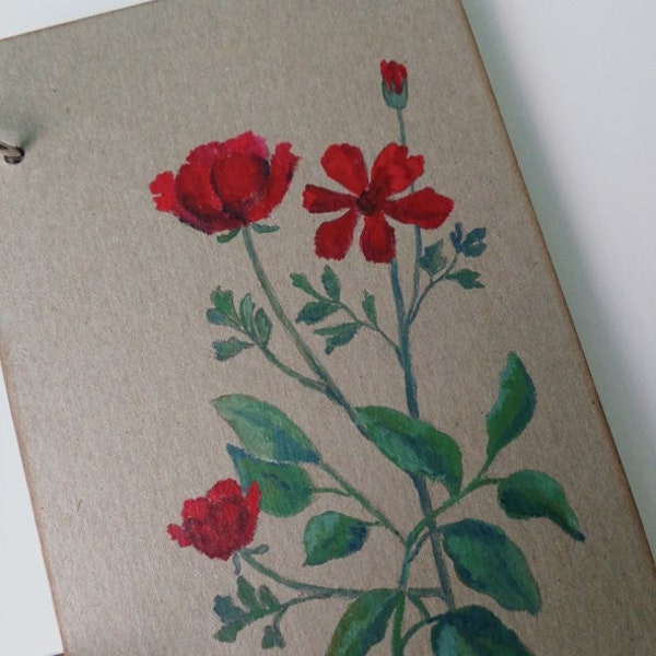 Spring flowers sketchbook journal notebook drawing pad, with original acrylic painting on front cover