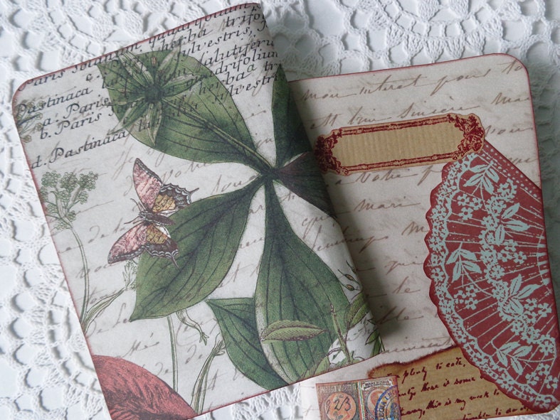 Red and Green Patchwork Notebook, Scrapbook, Small Drawing Book, Sketch  Pad. Office Gift. 