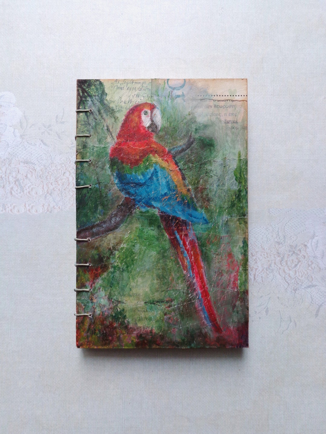 Bird Draw Notebook Parrot Notebook, Tropical Bird Sketch Book, Journal With Coptic Stitch ...