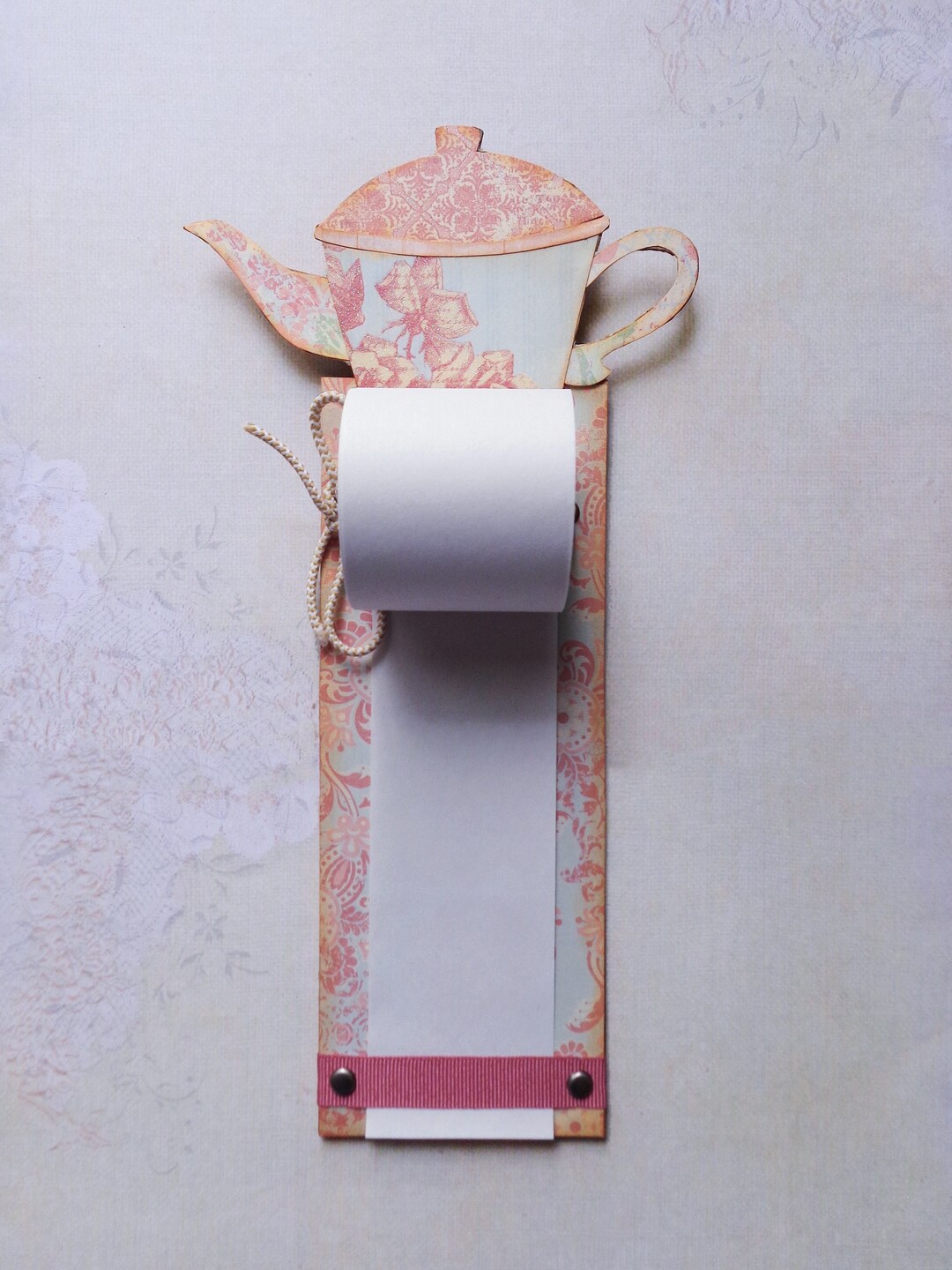 Teapot With Roses. Hanging Notepad Holder. to Do List Notepad. Kitchen