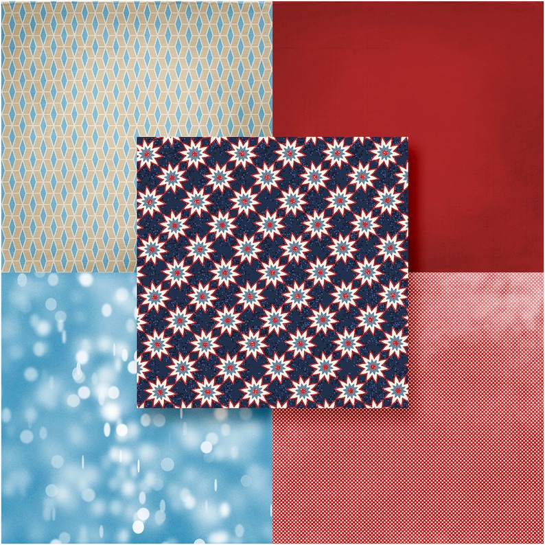 July 2019 Mix n Match Just The Papers Pack Digital Scrapbooking 4th of July Paper
