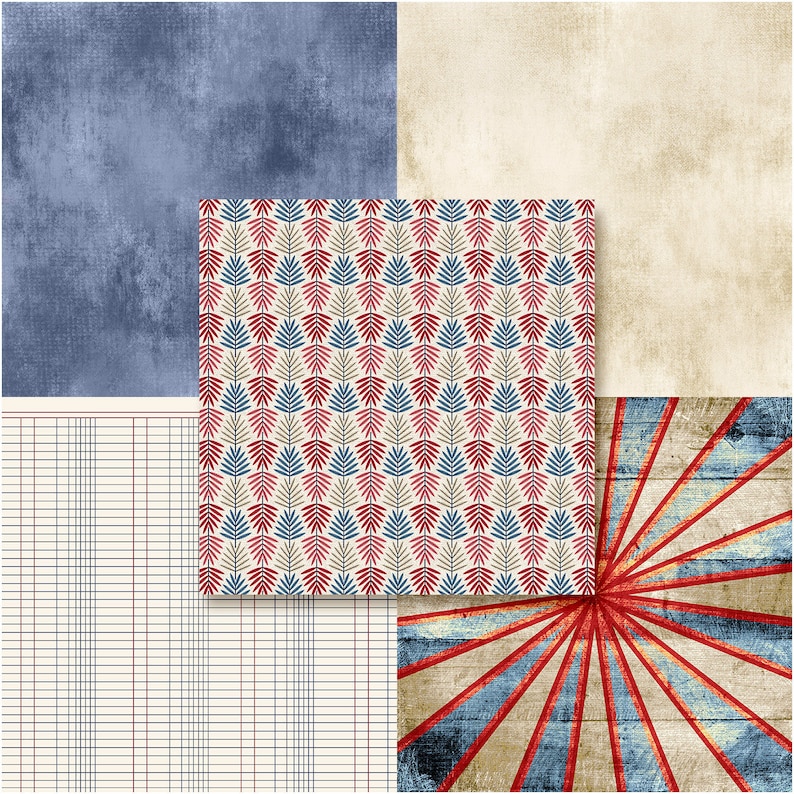 July 2019 Mix n Match Just The Papers Pack Digital Scrapbooking 4th of July Paper
