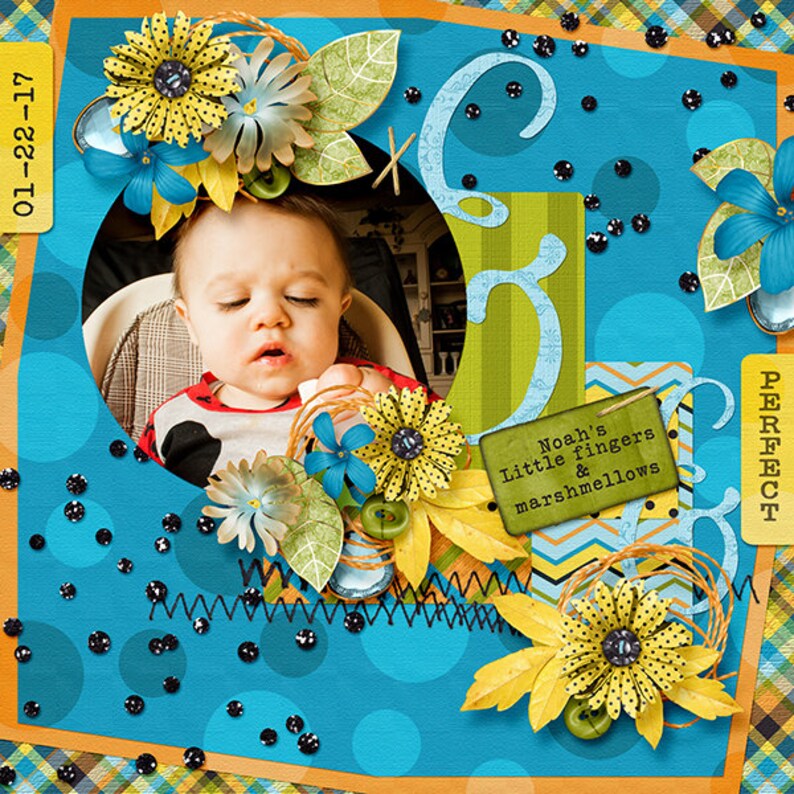 Digital Scrapbooking Layout Template Commercial Use Etsy