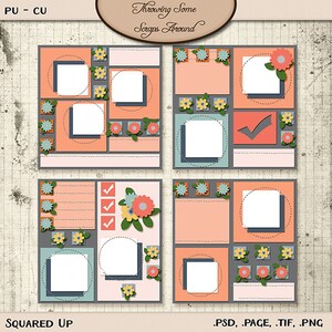 422-DP 24x12 Digital Scrapbook Double Page Template
