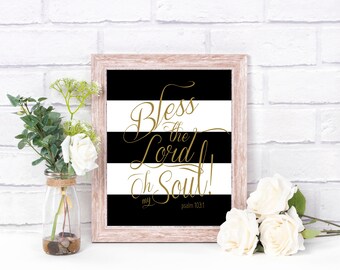 Bless the Lord, Oh my soul! - Wall art - instant digital download printable word art, vertical