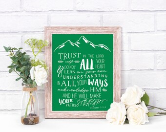 Trust in the Lord, Proverbs 3:5-6 - Wall art - instant digital download printable word art, vertical