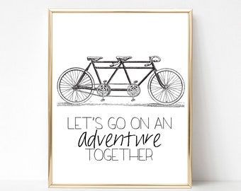 Let's go on an adventure together - Wall art - instant digital download printable word art, vertical