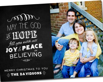 cartão de natal - personalizado - que o Deus da Esperança - com foto - arquivo digital - para imprimir