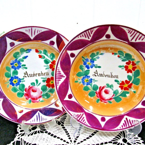 Bavaria Germany antique set of bowls painted floral luster ware design German