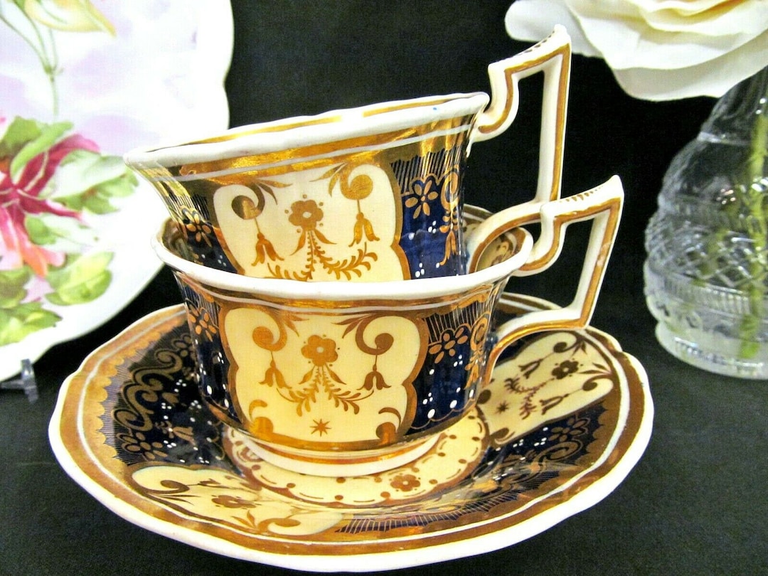 工芸品 GREINGER WORCESTER Cup & Saucer 19th Century Royal China Works Grainger & Company Royal