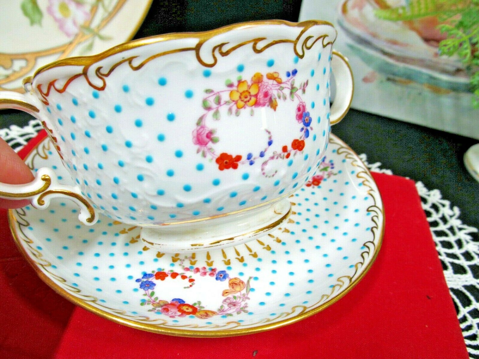 MINTONS Tea Cup and Saucer Beaded Jeweled Bullion Teacup Etsy