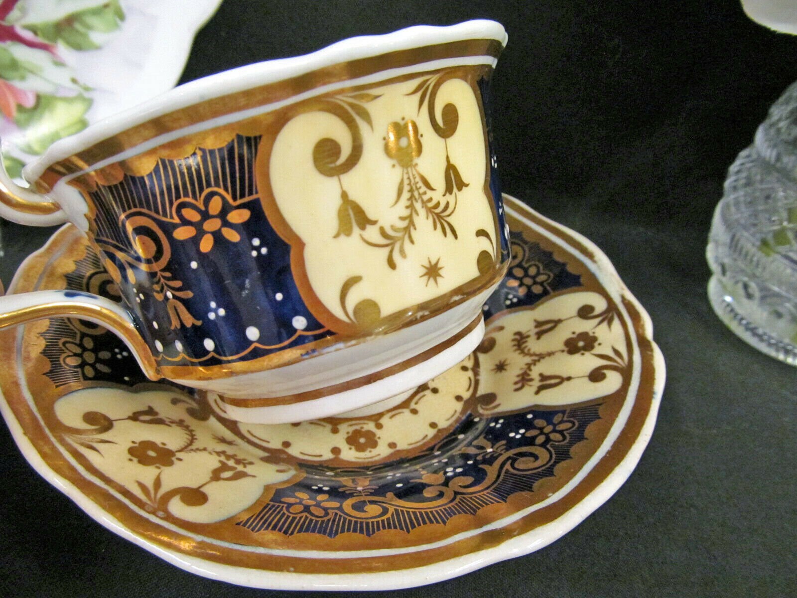 Antique Porcelain Grainger's Worcester Trio Tea Cup and