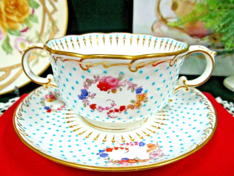 MINTONS Tea Cup and Saucer Beaded Jeweled Bullion Teacup Etsy