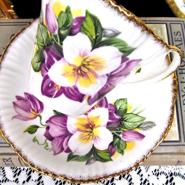 Salisbury Tea Cup and Saucer Purple Floral Teacup Cup & Saucer