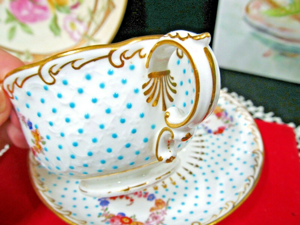 MINTONS Tea Cup and Saucer Beaded Jeweled Bullion Teacup Etsy