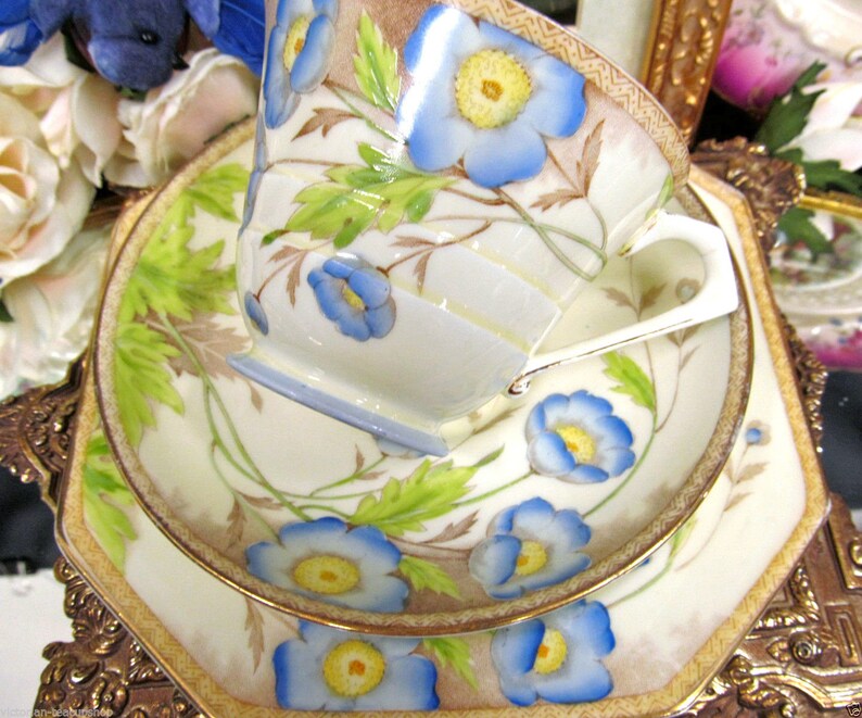 Paragon Tea Cup and Saucer Trio Floral Painted Pattern ...