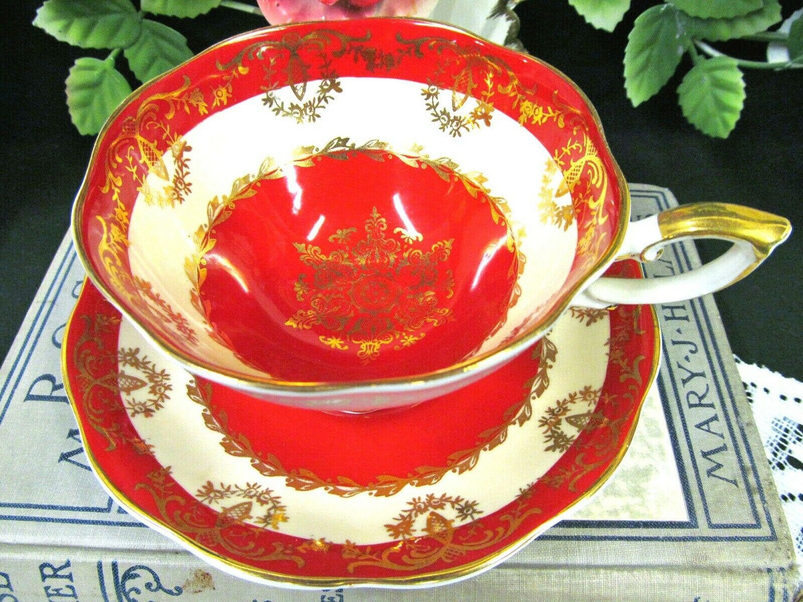 ROYAL STANDARD Tea Cup and Saucer Hot Red Vintage Teacup Wide Etsy