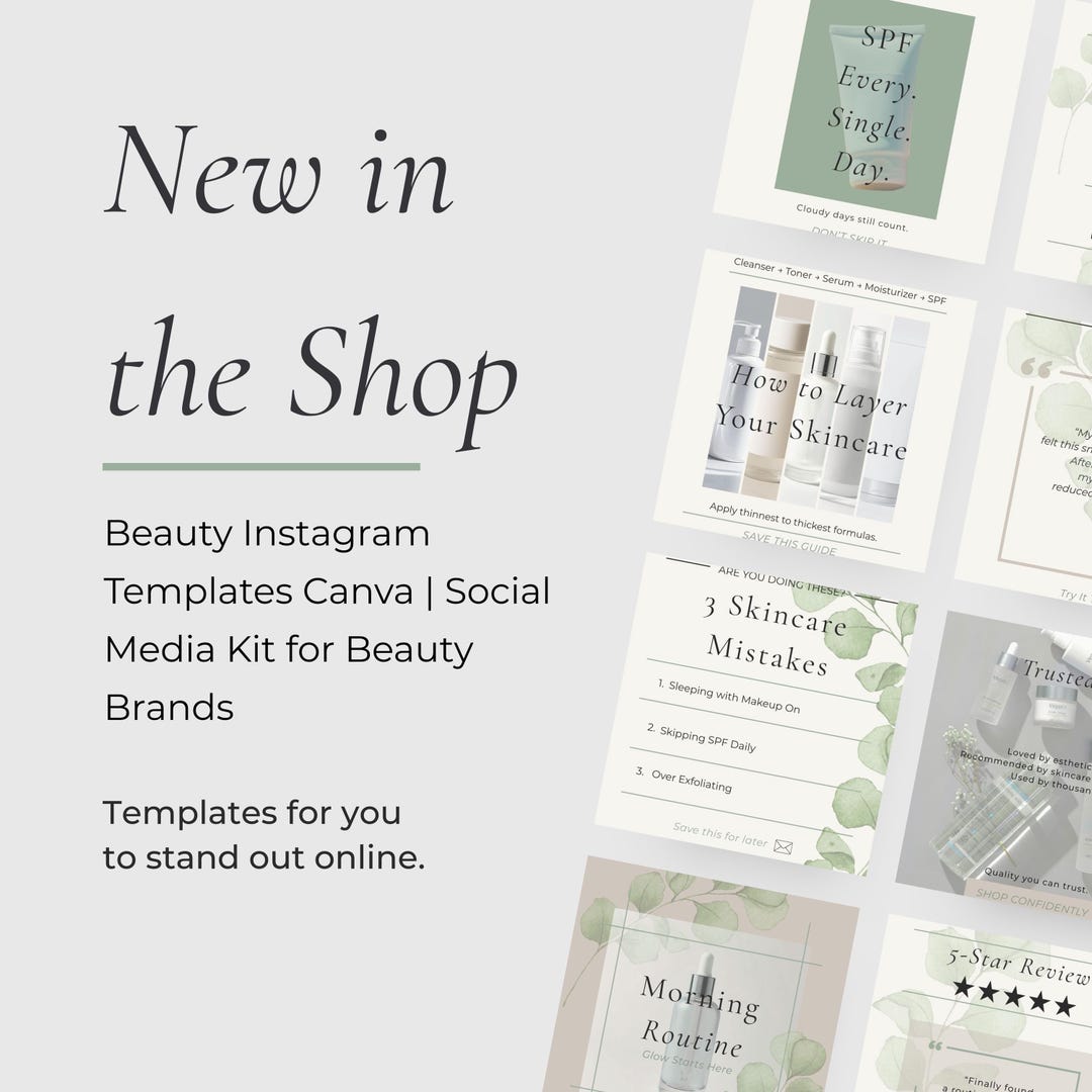 Beauty Instagram Templates Canva | Social Media Kit for Beauty Brands ...