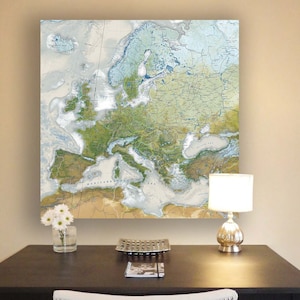 Personalized Europe Travel Map with Countries, Cities, Roads, Framed Push Pin Map, Rolled Poster, or Rolled Canvas Map, Nautilus Edition
